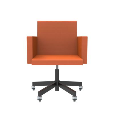 Lensvelt Atelier Van Lieshout Office Chair With Armrests Burn Orange 102 Black (RAL9005) Soft Rolls