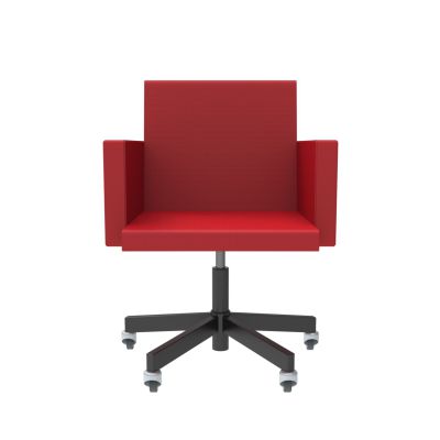 Lensvelt Atelier Van Lieshout Office Chair With Armrests Grenada Red 010 Black (RAL9005) Soft Rolls