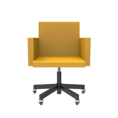 Lensvelt Atelier Van Lieshout Office Chair With Armrests Lemon Yellow 051 Black (RAL9005) Soft Rolls