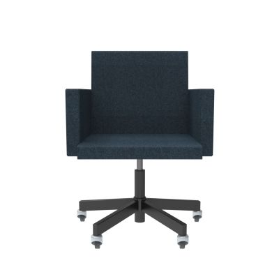 Lensvelt Atelier Van Lieshout Office Chair With Armrests Moss Night Blue 45 Black (RAL9005) Soft Rolls