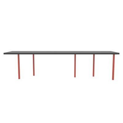 Lensvelt B-Brand Table Five Fixed Heigt 80x310 HPL Black 50 mm (Price level 1) Vermilion Red RAL2002