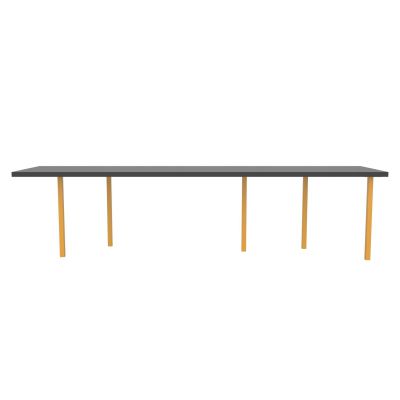 Lensvelt B-Brand Table Five Fixed Heigt 80x310 HPL Black 50 mm (Price level 1) Yellow RAL1004