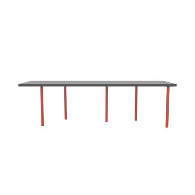 Lensvelt B-Brand Table Five Fixed Heigt 91,5x264 HPL Black 50 mm (Price level  3 - No Fingerprints) Vermilion Red RAL2002