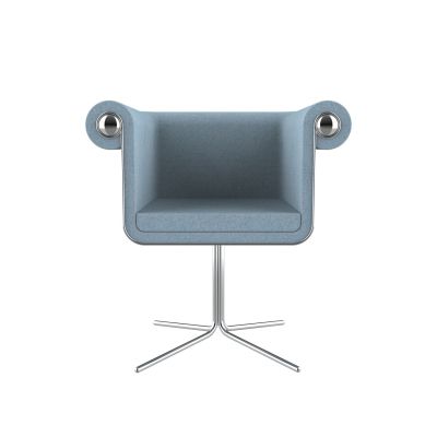 Lensvelt Baranowitz & Kronenberg New Chesterfield Chair Moss Pastel Blue 40 (Price Level 2) Glossy Chrome Hard Leg Ends