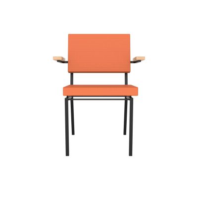 Lensvelt Gerrit Veenendaal Chair With Armrests Burn Orange 102 (Price Level 1) Black Frame (RAL9005) Hard Leg Ends