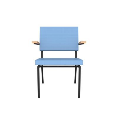 Lensvelt Gerrit Veenendaal Low Chair With Armrests Blue Horizon 040 (Price Level 1) Black Frame (RAL9005) Hard Leg Ends
