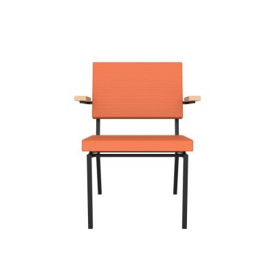 Lensvelt Gerrit Veenendaal Low Chair With Armrests Burn Orange 102 (Price Level 1) Black Frame (RAL9005) Hard Leg Ends
