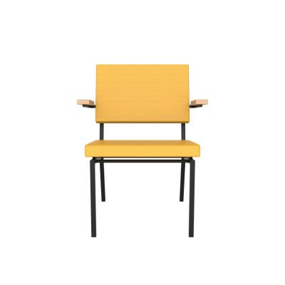 Lensvelt Gerrit Veenendaal Low Chair With Armrests Lemon 051 (Price Level 1) Black Frame (RAL9005) Hard Leg Ends