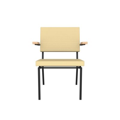 Lensvelt Gerrit Veenendaal Low Chair With Armrests Light Brown 141 (Price Level 1) Black Frame (RAL9005) Hard Leg Ends
