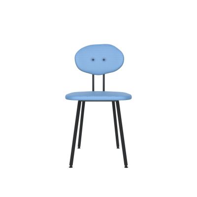 Lensvelt Maarten Baas Chair 101 (Not Stackable - Without Armrests) Backrest D Blue Horizon 040 Black (RAL9005) Hard Leg Ends