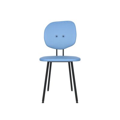 Lensvelt Maarten Baas Chair 101 (Not Stackable - Without Armrests) Backrest H Blue Horizon 040 Black (RAL9005) Hard Leg Ends