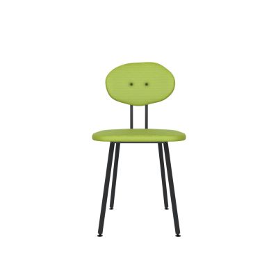 Lensvelt Maarten Baas Chair 101 (Not Stackable - Without Armrests) Backrest D Fairway Green 020 Black (RAL9005) Hard Leg Ends