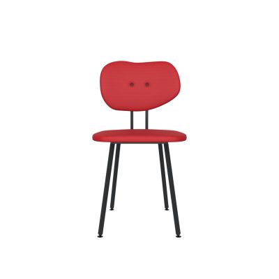 Lensvelt Maarten Baas Chair 101 (Not Stackable - Without Armrests) Backrest B Grenada Red 010 Black (RAL9005) Hard Leg Ends
