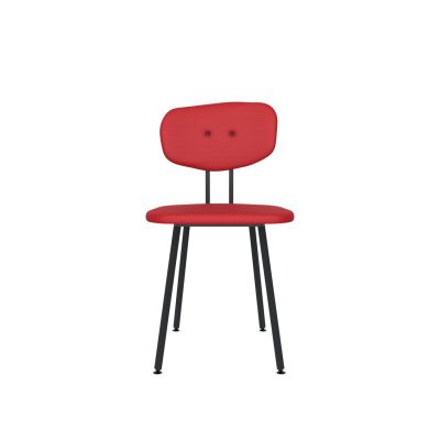 Lensvelt Maarten Baas Chair 101 (Not Stackable - Without Armrests) Backrest C Grenada Red 010 Black (RAL9005) Hard Leg Ends
