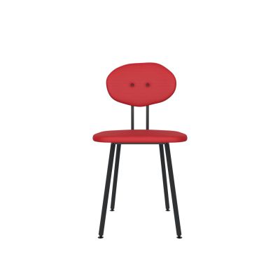 Lensvelt Maarten Baas Chair 101 (Not Stackable - Without Armrests) Backrest D Grenada Red 010 Black (RAL9005) Hard Leg Ends