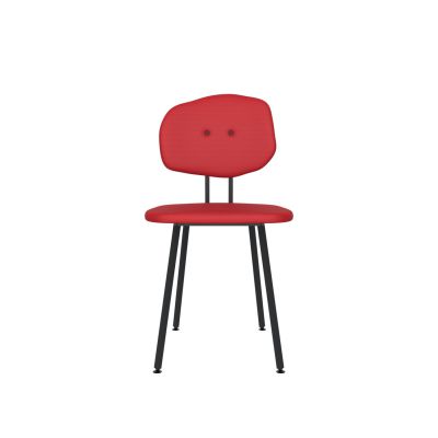 Lensvelt Maarten Baas Chair 101 (Not Stackable - Without Armrests) Backrest E Grenada Red 010 Black (RAL9005) Hard Leg Ends