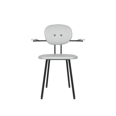 Lensvelt Maarten Baas Chair 102 (Not Stackable - With Armrests) Backrest A Breeze Light Grey 171 Black (RAL9005) Hard Leg Ends