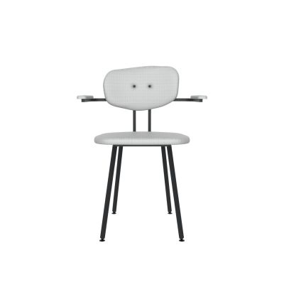 Lensvelt Maarten Baas Chair 102 (Not Stackable - With Armrests) Backrest C Breeze Light Grey 171 Black (RAL9005) Hard Leg Ends