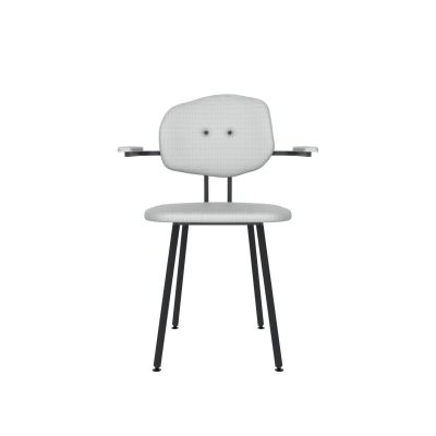 Lensvelt Maarten Baas Chair 102 (Not Stackable - With Armrests) Backrest E Breeze Light Grey 171 Black (RAL9005) Hard Leg Ends
