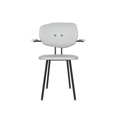 Lensvelt Maarten Baas Chair 102 (Not Stackable - With Armrests) Backrest F Breeze Light Grey 171 Black (RAL9005) Hard Leg Ends