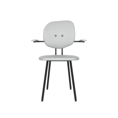 Lensvelt Maarten Baas Chair 102 (Not Stackable - With Armrests) Backrest H Breeze Light Grey 171 Black (RAL9005) Hard Leg Ends