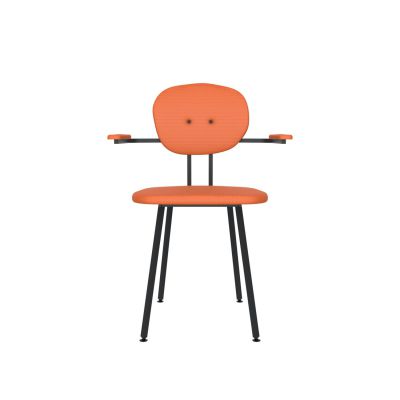 Lensvelt Maarten Baas Chair 102 (Not Stackable - With Armrests) Backrest A Burn Orange 102 Black (RAL9005) Hard Leg Ends