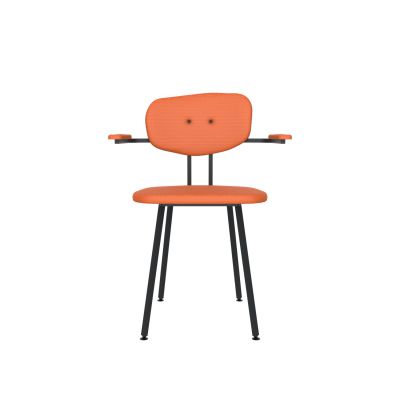 Lensvelt Maarten Baas Chair 102 (Not Stackable - With Armrests) Backrest C Burn Orange 102 Black (RAL9005) Hard Leg Ends