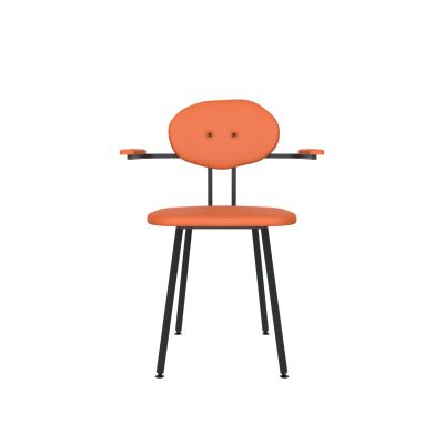 Lensvelt Maarten Baas Chair 102 (Not Stackable - With Armrests) Backrest D Burn Orange 102 Black (RAL9005) Hard Leg Ends