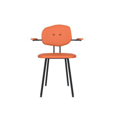 Lensvelt Maarten Baas Chair 102 (Not Stackable - With Armrests) Backrest E Burn Orange 102 Black (RAL9005) Hard Leg Ends