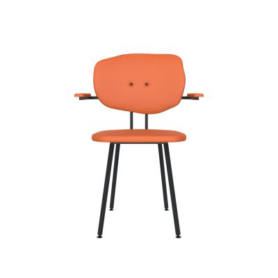 Lensvelt Maarten Baas Chair 102 (Not Stackable - With Armrests) Backrest F Burn Orange 102 Black (RAL9005) Hard Leg Ends