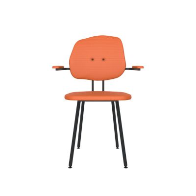 Lensvelt Maarten Baas Chair 102 (Not Stackable - With Armrests) Backrest G Burn Orange 102 Black (RAL9005) Hard Leg Ends
