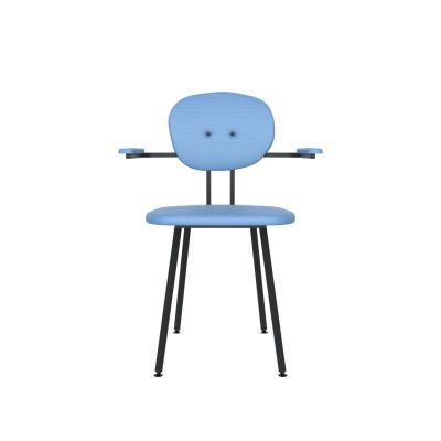 Lensvelt Maarten Baas Chair 102 (Not Stackable - With Armrests) Backrest A Blue Horizon 040 Black (RAL9005) Hard Leg Ends