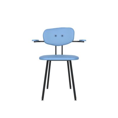 Lensvelt Maarten Baas Chair 102 (Not Stackable - With Armrests) Backrest C Blue Horizon 040 Black (RAL9005) Hard Leg Ends