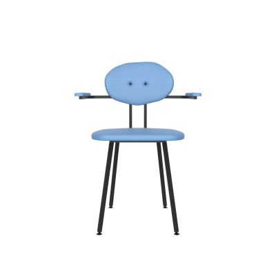Lensvelt Maarten Baas Chair 102 (Not Stackable - With Armrests) Backrest D Blue Horizon 040 Black (RAL9005) Hard Leg Ends
