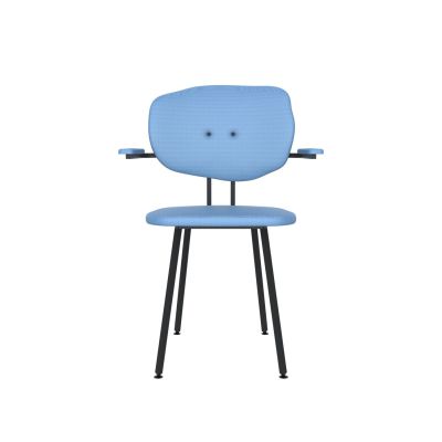 Lensvelt Maarten Baas Chair 102 (Not Stackable - With Armrests) Backrest F Blue Horizon 040 Black (RAL9005) Hard Leg Ends