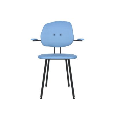 Lensvelt Maarten Baas Chair 102 (Not Stackable - With Armrests) Backrest G Blue Horizon 040 Black (RAL9005) Hard Leg Ends