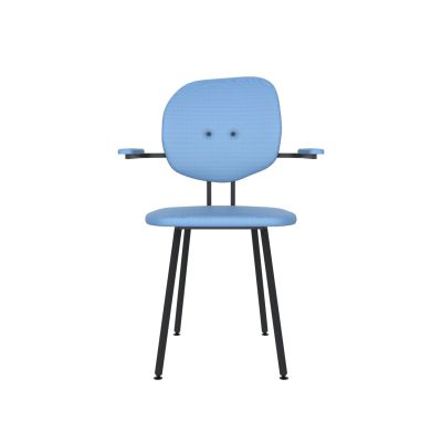 Lensvelt Maarten Baas Chair 102 (Not Stackable - With Armrests) Backrest H Blue Horizon 040 Black (RAL9005) Hard Leg Ends