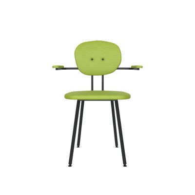 Lensvelt Maarten Baas Chair 102 (Not Stackable - With Armrests) Backrest A Fairway Green 020 Black (RAL9005) Hard Leg Ends