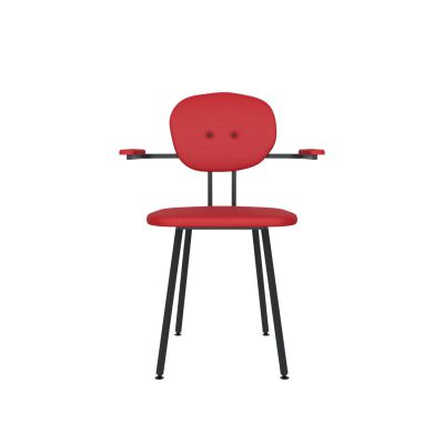 Lensvelt Maarten Baas Chair 102 (Not Stackable - With Armrests) Backrest A Grenada Red 010 Black (RAL9005) Hard Leg Ends