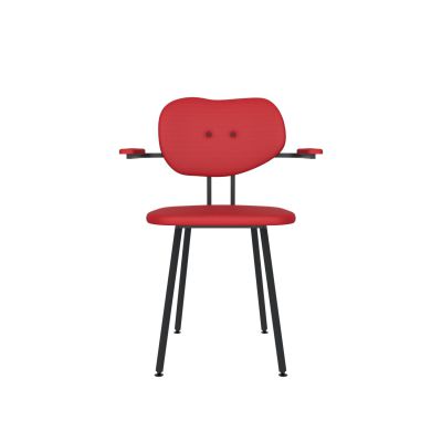 Lensvelt Maarten Baas Chair 102 (Not Stackable - With Armrests) Backrest B Grenada Red 010 Black (RAL9005) Hard Leg Ends