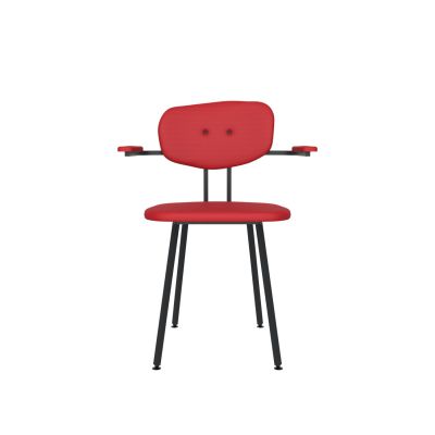 Lensvelt Maarten Baas Chair 102 (Not Stackable - With Armrests) Backrest C Grenada Red 010 Black (RAL9005) Hard Leg Ends