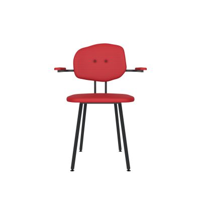 Lensvelt Maarten Baas Chair 102 (Not Stackable - With Armrests) Backrest E Grenada Red 010 Black (RAL9005) Hard Leg Ends
