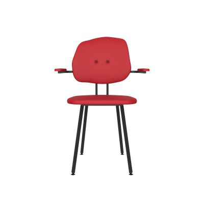 Lensvelt Maarten Baas Chair 102 (Not Stackable - With Armrests) Backrest G Grenada Red 010 Black (RAL9005) Hard Leg Ends