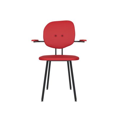 Lensvelt Maarten Baas Chair 102 (Not Stackable - With Armrests) Backrest H Grenada Red 010 Black (RAL9005) Hard Leg Ends