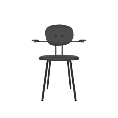 Lensvelt Maarten Baas Chair 102 (Not Stackable - With Armrests) Backrest A Havana Black 090 Black (RAL9005) Hard Leg Ends