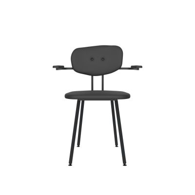 Lensvelt Maarten Baas Chair 102 (Not Stackable - With Armrests) Backrest C Havana Black 090 Black (RAL9005) Hard Leg Ends