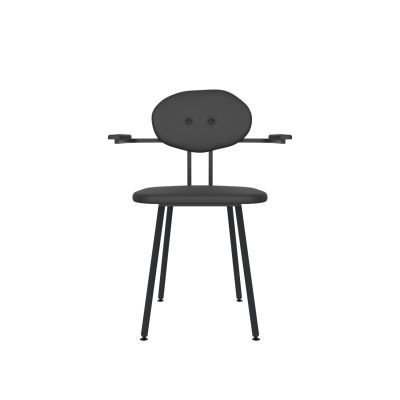 Lensvelt Maarten Baas Chair 102 (Not Stackable - With Armrests) Backrest D Havana Black 090 Black (RAL9005) Hard Leg Ends
