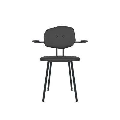 Lensvelt Maarten Baas Chair 102 (Not Stackable - With Armrests) Backrest E Havana Black 090 Black (RAL9005) Hard Leg Ends