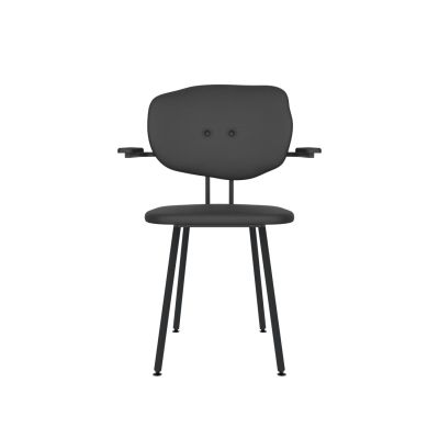 Lensvelt Maarten Baas Chair 102 (Not Stackable - With Armrests) Backrest F Havana Black 090 Black (RAL9005) Hard Leg Ends