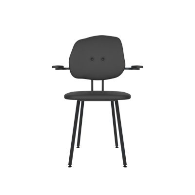 Lensvelt Maarten Baas Chair 102 (Not Stackable - With Armrests) Backrest G Havana Black 090 Black (RAL9005) Hard Leg Ends